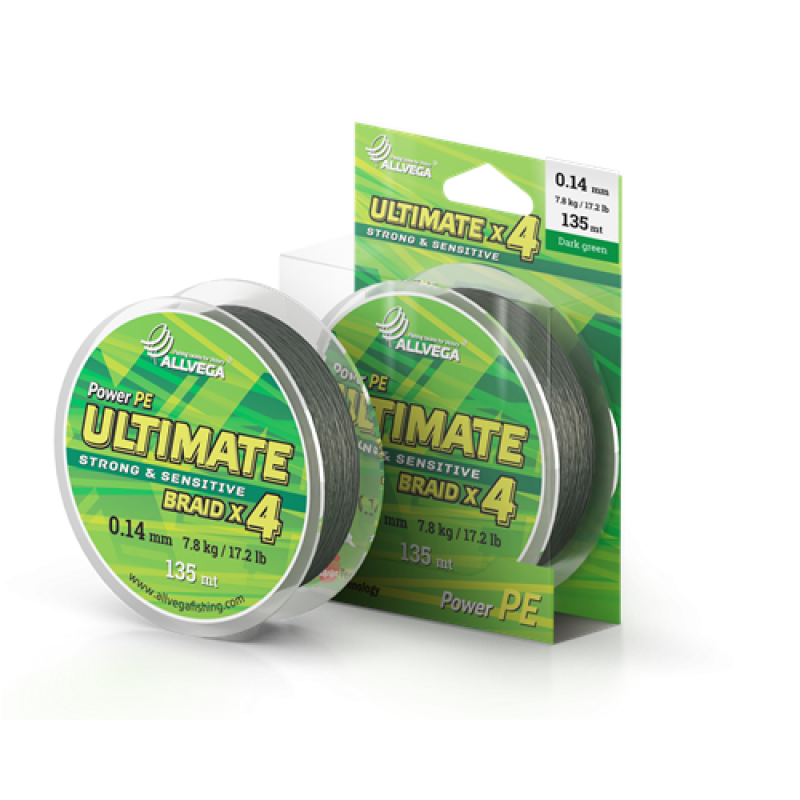 Шнур плетёный ALLVEGA ULTIMATE DARK GREEN/0,10/5,1кг/135м Шнур плетёный ALLVEGA ULTIMATE DARK GREEN/0,10/5,1кг/135м