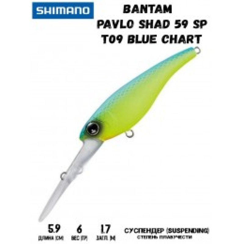 Воблер SHIMANO Bantam Pavlo Shad 59 SP 59mm 6g T09 Blue Chart Воблер SHIMANO Bantam Pavlo Shad 59 SP 59mm 6g T09 Blue Chart