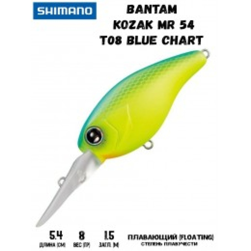 Воблер SHIMANO Bantam Kozak MR 54mm 8g T08 Blue Chart Воблер SHIMANO Bantam Kozak MR 54mm 8g T08 Blue Chart