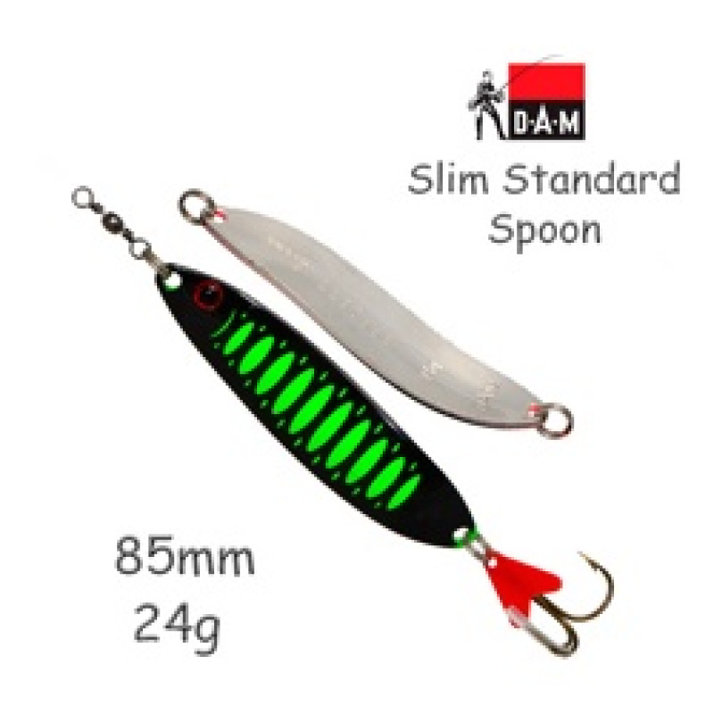 Блесна DAM FZ Slim Standard Spoon 8cm 24g S Fluo Green/Black Uv Блесна DAM FZ Slim Standard Spoon 8cm 24g S Fluo Green/Black Uv