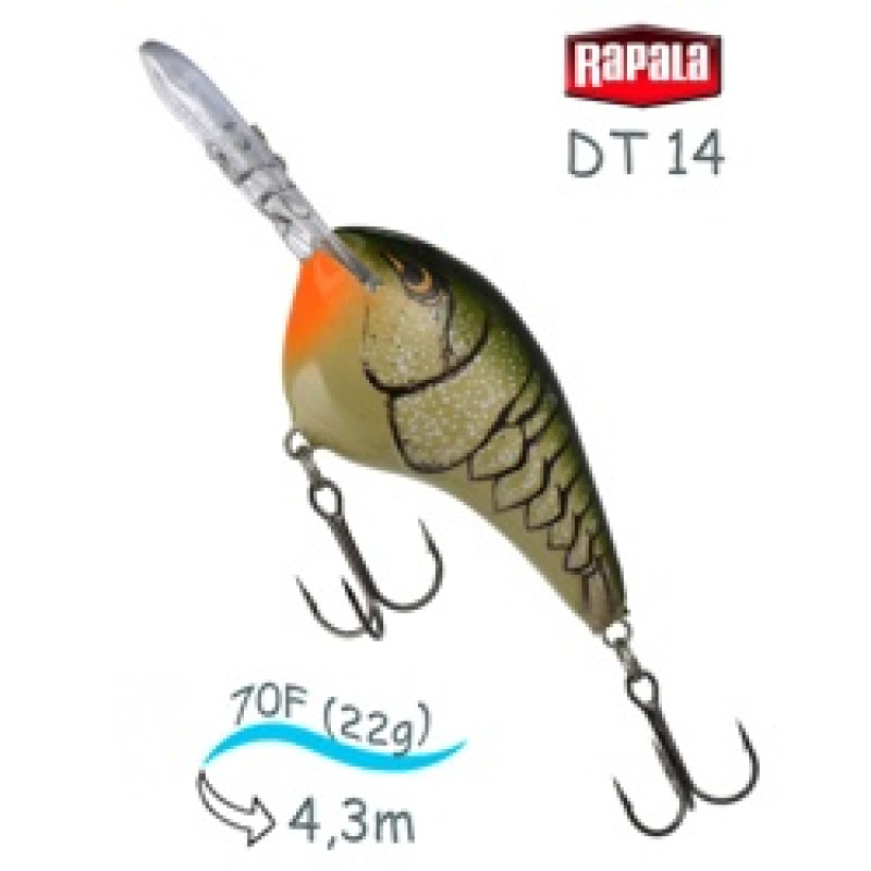 Воблер RAPALA Dives-To 14 /OGCW /плавающий/ до 4,3м, 7см 22гр Воблер RAPALA Dives-To 14 /OGCW /плавающий/ до 4,3м, 7см 22гр