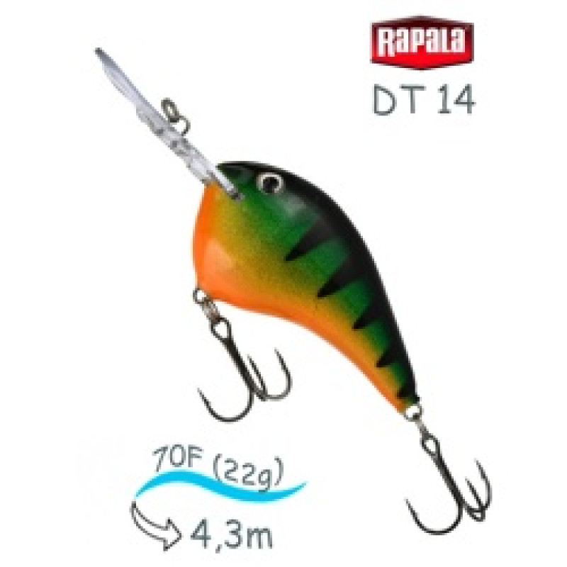 Воблер RAPALA Dives-To 14 /P /плавающий/ до 4,3м, 7см 22гр Воблер RAPALA Dives-To 14 /P /плавающий/ до 4,3м, 7см 22гр