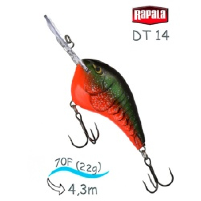 Воблер RAPALA Dives-To 14 /RCW /плавающий/ до 4,3м, 7см 22гр Воблер RAPALA Dives-To 14 /RCW /плавающий/ до 4,3м, 7см 22гр