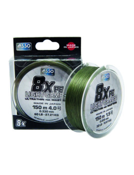 Шнур плетеный ASSO LIGHT GAMES 8X PE 150м 0,330мм зел.