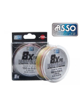 Шнур плетеный ASSO LIGHT GAMES 8X PE 150м 0.205мм разноцв.
