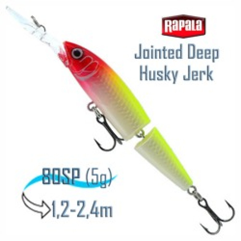 Воблер RAPALA Jointed Deep Husky Jerk 08 /CLN /суспендер/ 1,2-2,4м, 8см, 5гр Воблер RAPALA Jointed Deep Husky Jerk 08 /CLN /суспендер/ 1,2-2,4м, 8см, 5гр