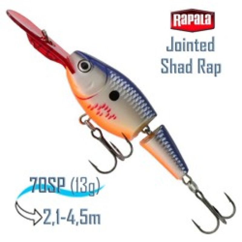 Воблер RAPALA Jointed Shad Rap 07 /BOSD /суспендер/ 2,1-4,5м, 7см, 13гр Воблер RAPALA Jointed Shad Rap 07 /BOSD /суспендер/ 2,1-4,5м, 7см, 13гр