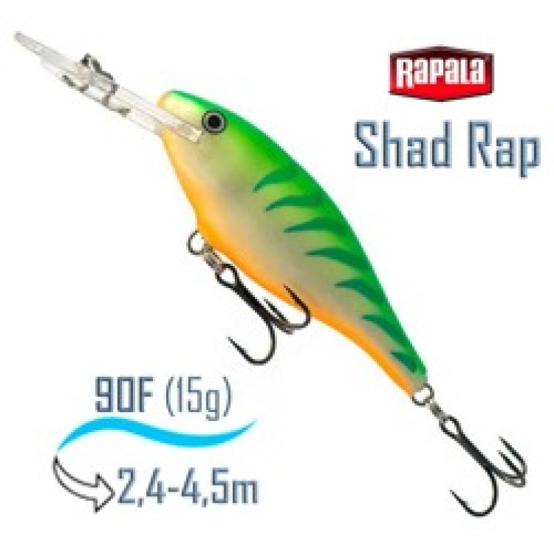 Воблер RAPALA Shad Rap 09 /GTU /плавающий/ 2,4-4,5м, 9см, 15гр Воблер RAPALA Shad Rap 09 /GTU /плавающий/ 2,4-4,5м, 9см, 15гр