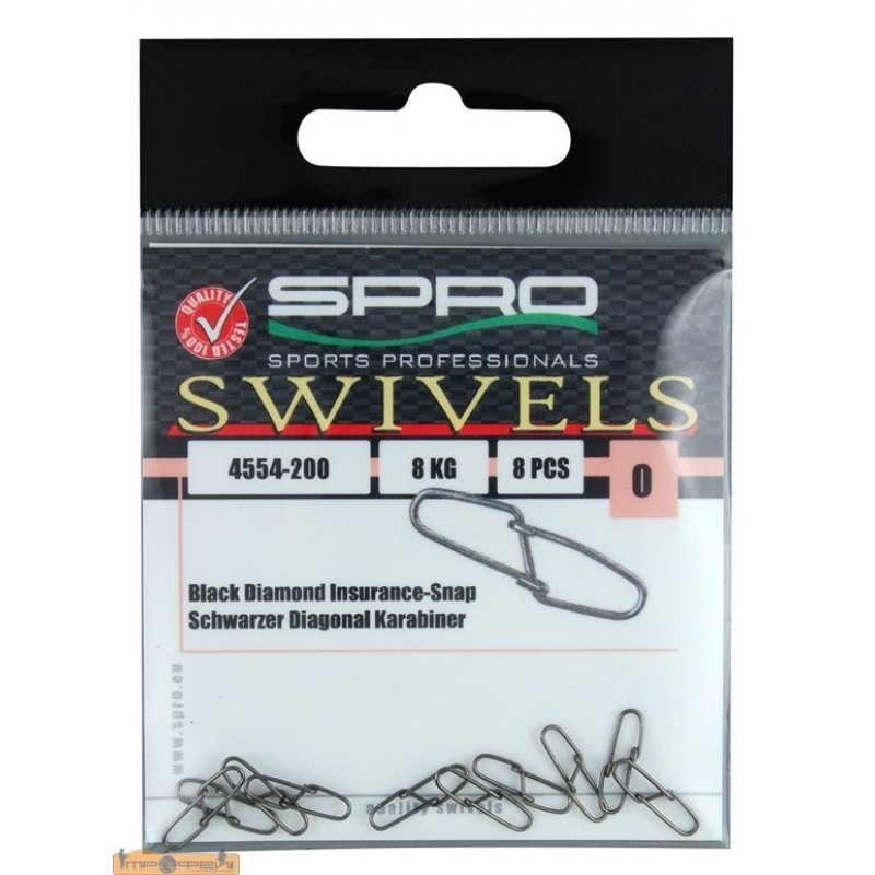 Карабины SPRO DIAMOND INSURANCE-SNAP №04/45кг/9шт